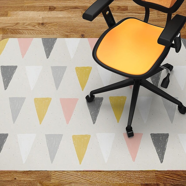 Scandinavian Pattern Of Triangles Chair Mat, Glass Chair Mat, Office Vinyl Floor Mat, Modern Decoration, Indoor Mat Carpet Room