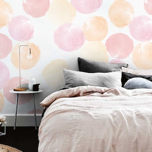 Pastel Colorful Dots removable wallpaper - watercolor, pastel, color, abstract, nursery, circle, wall decor, decal, wall art #97M