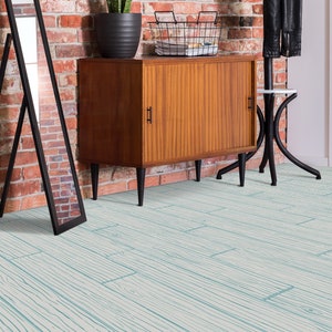 Board Wood Rustical Style Vinyl Flooring, White Art Floor, Blue Gift For Her, Planks Decorative Flooring, Living Room Decor, Pet Friendly
