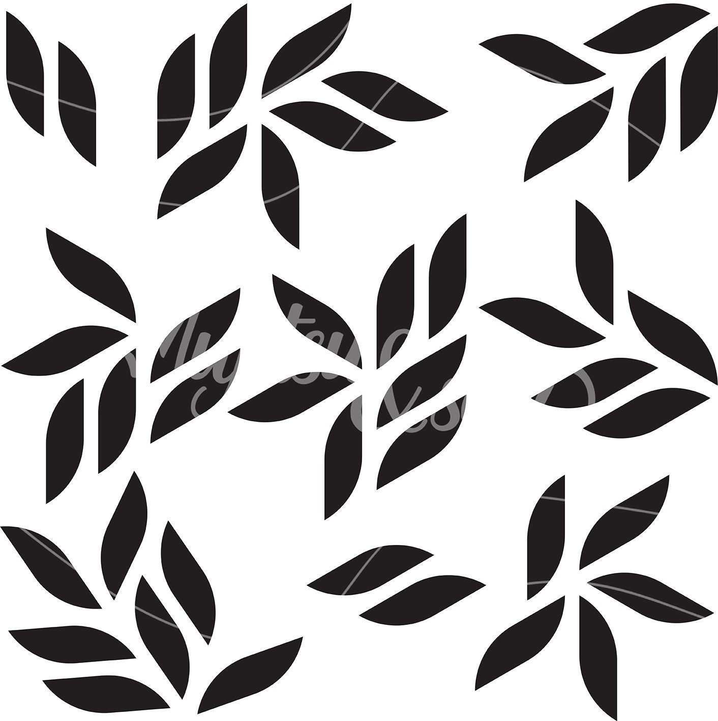 Simple Tea Leaves Vinyl Flooring, White Retro Floor Cover, Black Easy