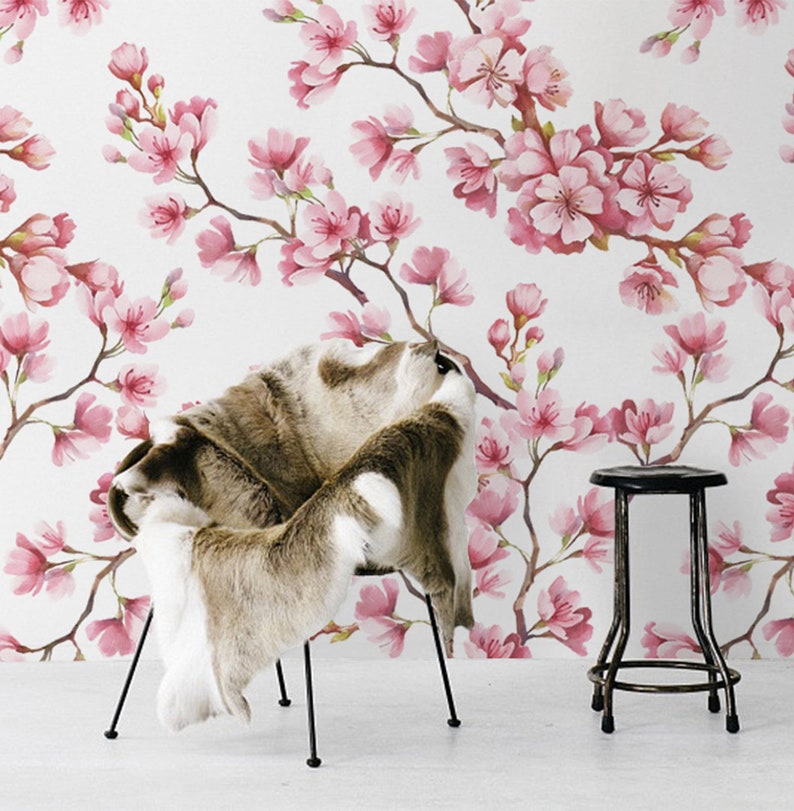 Watercolor Floral Wallpaper - Flower Wallmural, Blush Floral, Pink ...
