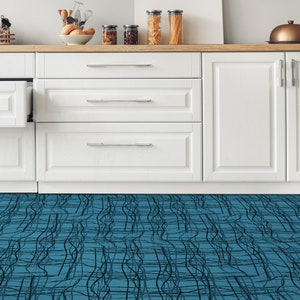 Slack Striped Creeper Vinyl Flooring, Black Luxury Flooring, Blue Nursery Flooring, Lines Office Decor, Easy To Clean Flooring