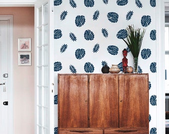Minimalistic tropical removable wallpaper - delicate art wall, self adhesive, watercolor wall decor, contemporary wallpaper #106M