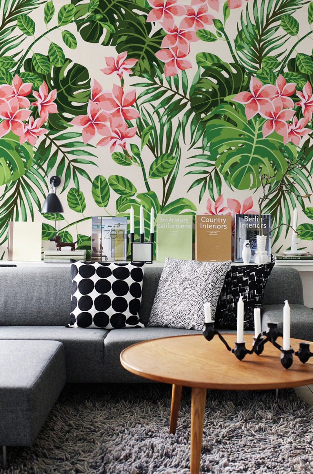 Hibiscus Wallpaper - Island Decor, Tropical Leaves, Summer Vibes Wall ...