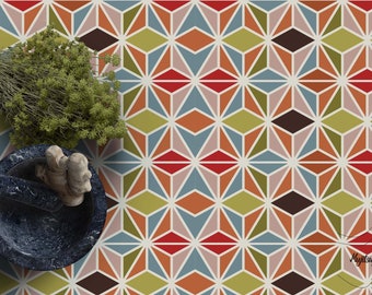 Cindy Vinyl Flooring, Red Floor Protector, Green Floor Covering, Abstract Vivid Colors Inks, Comfort Living Room