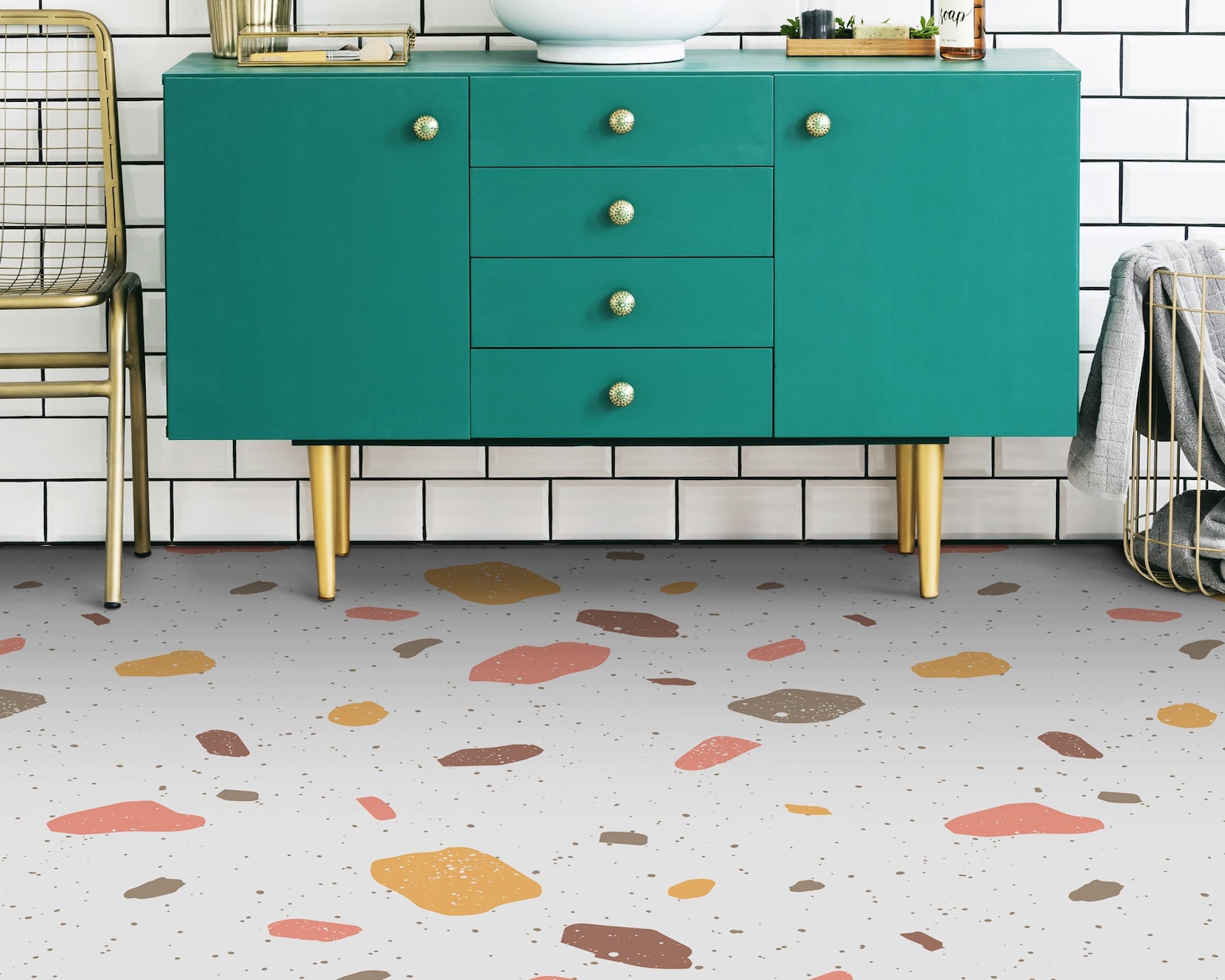 Stony Bright Mosaic Vinyl Flooring, Beige Kitchen Makeover, Orange Easy ...