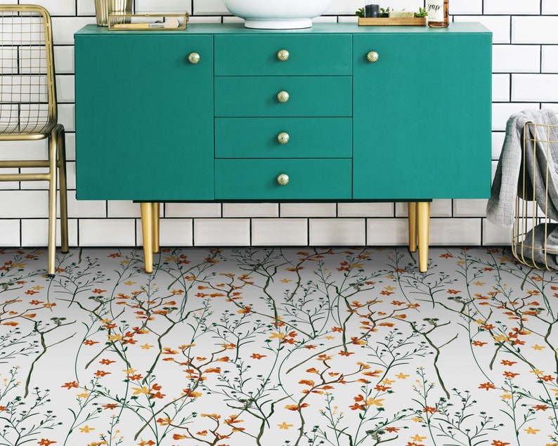 Spring Flowers Coronet Vinyl Flooring, Orange Sheet Vinyl Flooring ...