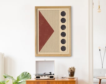 Abstract Bauhaus Shape Poster, Beige Art Print, Red Print, Abstract Wall Art, Wall Decor, Geometric Art, Exhibition Poster, Birthday Gift