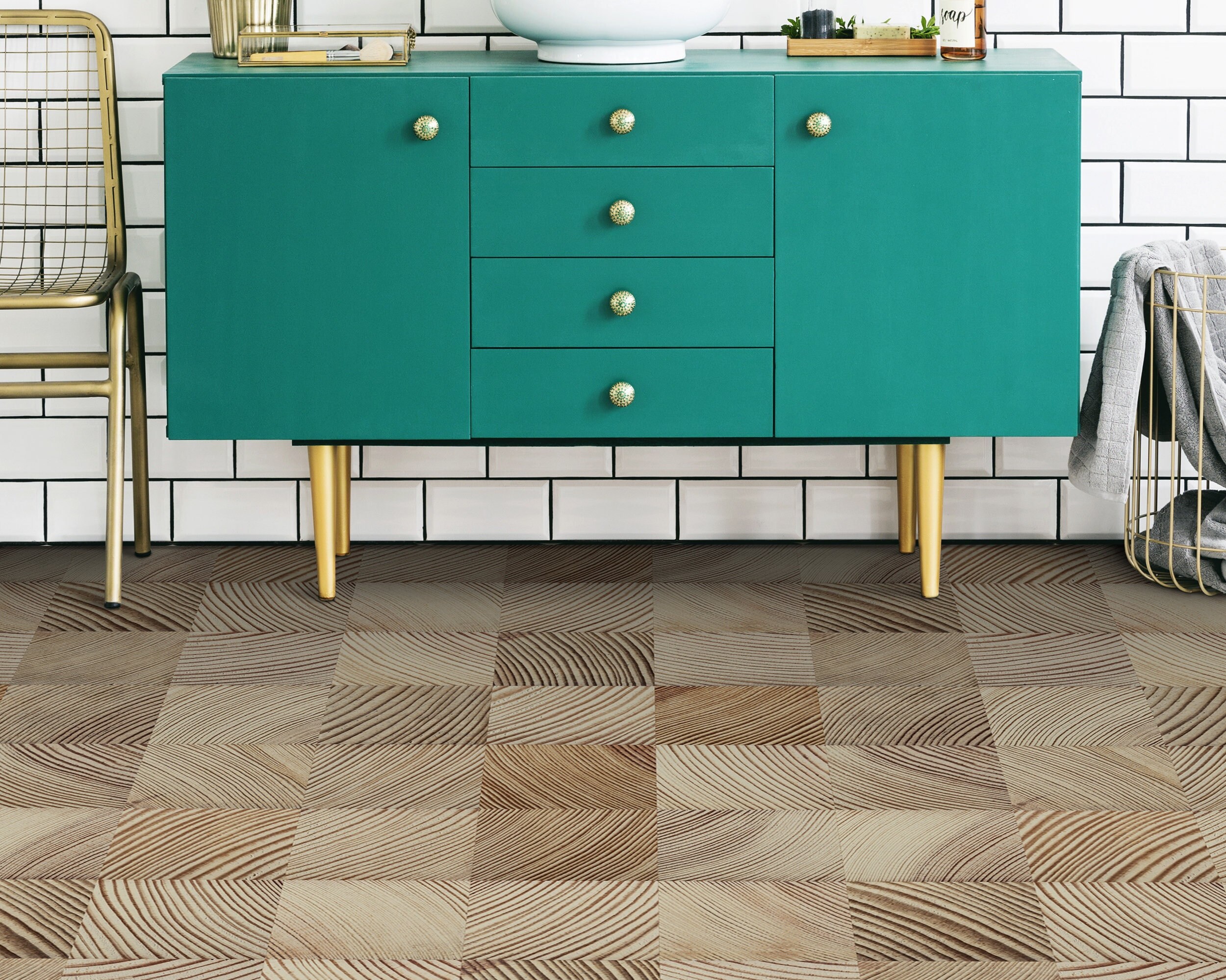 Wood Construction Set Vinyl Flooring, Brown Nursery Flooring, Beige