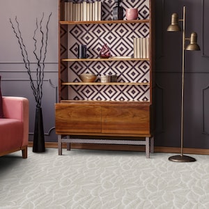 Pure Form Lines Leafy Rustic Motif Vinyl Flooring, Beige Area Floor PVC, White Living Room Decoration, Floral Comfort Flooring, Gift For Her