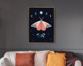Cosmic Butterfly Poster, Blue Art Print, Beige Print, Butterfly Wall Art, Cosmic Print, Spiritual Poster, Star Print, Housewarming Gift