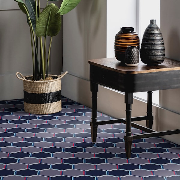 Vinyl Sheet Flooring Hexagon Etsy