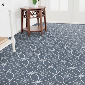 Ornamental Rings Outline Vinyl Flooring, Gray Flooring Linoleum, White Waterproof Material, Circles High Quality Print, Modern Flooring