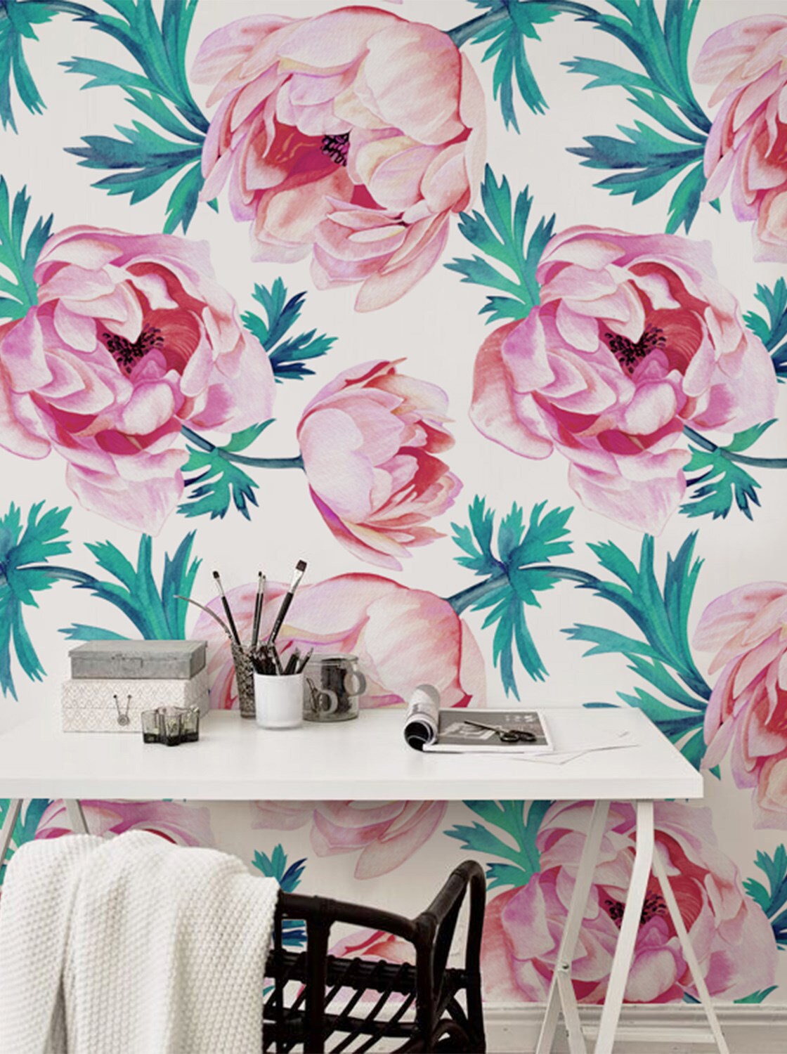 Red Poppy Wallpaper - Poppy Flower Removable Wallpaper, Floral Wall ...