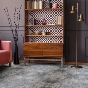 Roses Composition Vinyl Flooring, Gray Waterproof Material, Pink Easy To Clean Flooring, Flowers Gift For Her, Linoleum In Roll