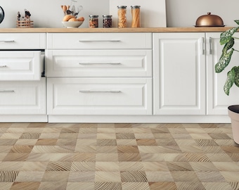 Juego de construcción de madera con suelo de vinilo, suelo marrón para guardería, decoración de suelo beige, regalo de cuadrados para ella, suelo fácil de limpiar