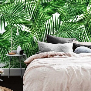 Tropical Isnland Jungle Bush removable wallpaper - wallpaper, repositionable, reusable, self-adhesive, wall mural, peel and stick #154M
