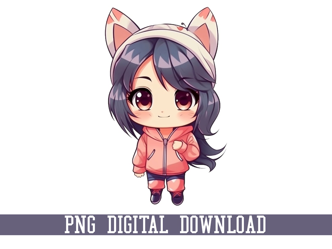 Cute Anime Girl Clipart, Anime Girl Art Drawing, Commercial Use PNG File, Digital Download Etsy