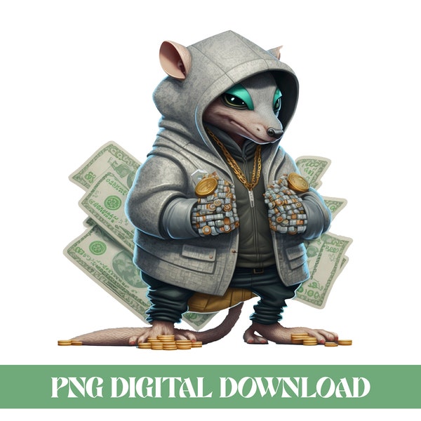 Money Rodent PNG File - Hip Hop Style Digital Download- Instant Download