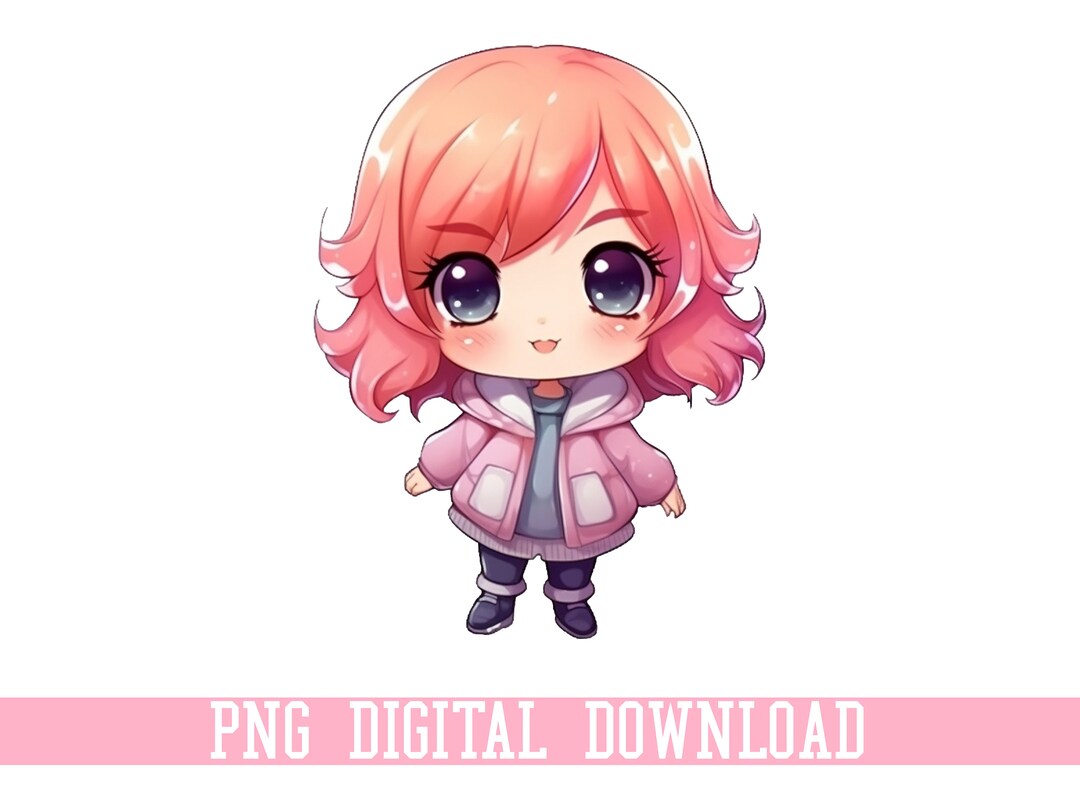 Cute Anime Girl Clipart, Anime Girl Art Drawing, Commercial Use PNG File, Digital Download Etsy