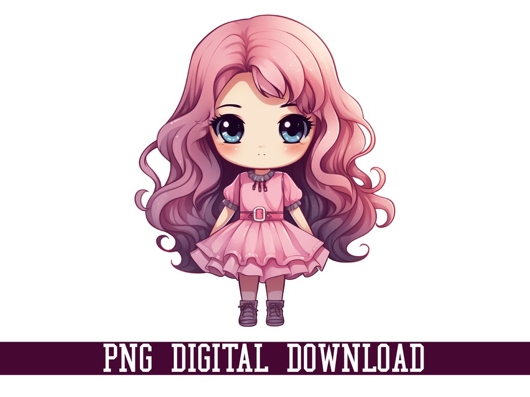 Cute Anime Girl With Long Curly Hair Anime Girl Clipart, Anime Girl Art
