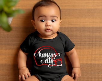 MADE IN KC Helmet Kansas City Arrowhead Gerber onesie® brand unisex infant bodysuit | Perfect Baby Shower Gift!