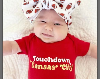 Touchdown Kansas City Arrowhead Gerber ONESIE® brand unisex Retro infant bodysuit | Perfect Baby Shower Gift! Made in KC!