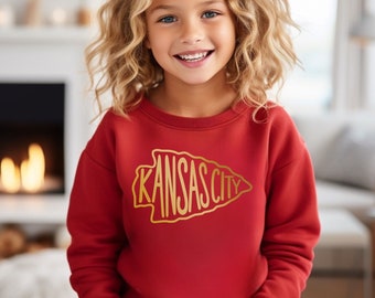 MADE IN KC Toddler Kansas City Arrowhead Red Sweatshirt Long & Short Sleeve T-Shirt | Perfect for Game Day! | Super Soft!