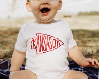Kansas City Arrowhead Gerber ONESIE® brand unisex Soft baby bodysuit KC Short & Long Sleeve | Baby Shower Gift
