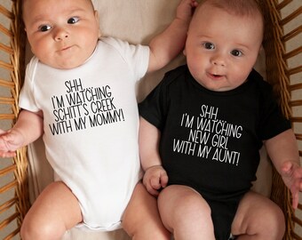 CUSTOM! shh I'm watching with my ___ 0-3 6-9 & 3-6 months funny Gerber ONESIE® brand Personalized Baby Shower Gift