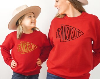 MADE IN KC Toddler & Mommy Kansas City Arrowhead Red Sweatshirt | Perfect for Game Day! | Soft!