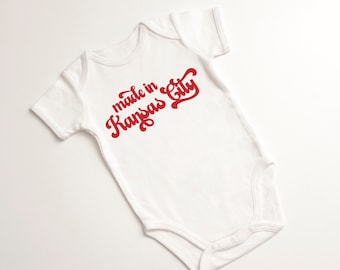 Made in Kansas City Gerber onesie® brand unisex 0-24 months baby shower gift bodysuit