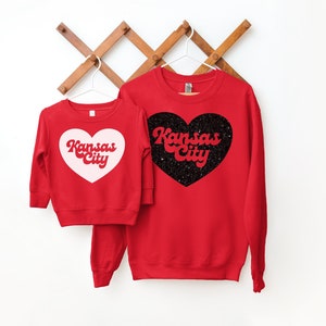 MADE IN KC Toddler & Mommy Kansas City Arrowhead Red Sweatshirt | Perfect for Game Day! | Soft!
