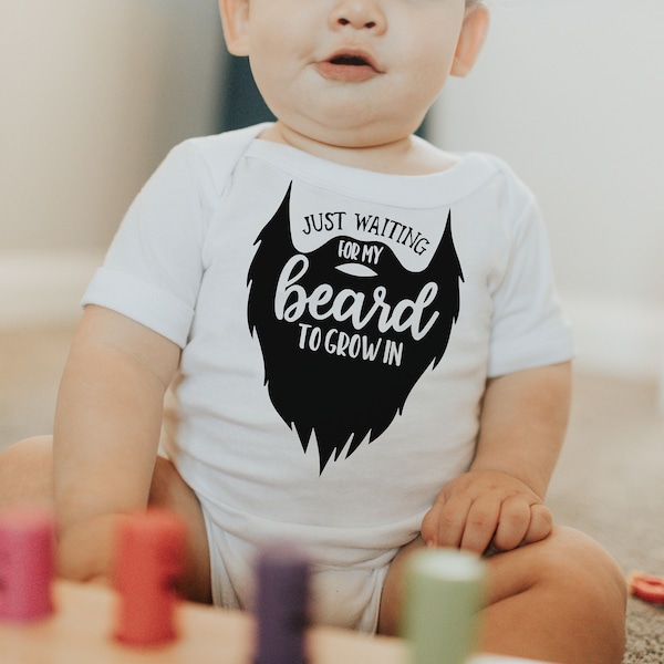 Just Waiting for My Beard to Come In Gerber ONESIE® brand 0-3, 6-9 & 3-6 months funny onesie baby shower gift bodysuit | Father's Day Gift