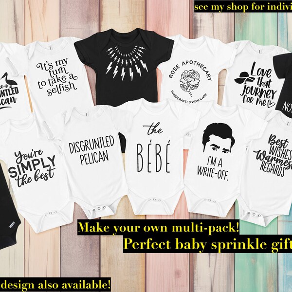 Multipack Buy More Save More ULTIMATE Schitt's Creek Baby Shower / Sprinkle Decor / Gift Gerber ONESIE® brand  bebe ew david