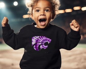 T-shirt ou sweat-shirt Powercat K-State ® tie-dye | Doux ! | Wildcats de la KSU | État du Kansas | T-shirt bébé adulte et enfant | Tie-Dye Power Cat