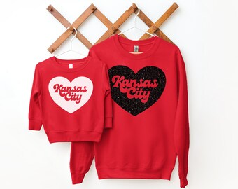 MADE IN KC Toddler & Mommy Kansas City Arrowhead Red Sweatshirt | Perfect for Game Day! | Soft!