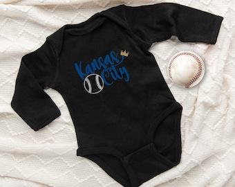 MADE IN KC Kansas City Baseball Gerber onesie® brand unisex 0-24 months baby shower gift bodysuit arrowhead Loyal Royal