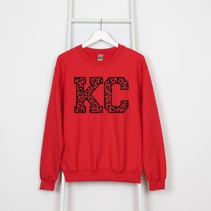 Pick Design Color Kansas City Leopard / Cheetah | Red T-Shirt or Sweatshirt | Made here in KC! | Perfect for Game Day! | Soft!
