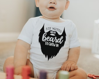 Just Waiting for My Beard to Come In Gerber ONESIE® brand 0-3, 6-9 & 3-6 months funny onesie baby shower gift bodysuit | Father's Day Gift
