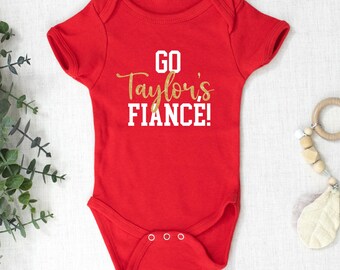 Go Taylor's Fiance! Infant Kansas City Red Long & Short Sleeve ONESIE ® | Game Day | Soft! | Made here in KC! Swelce | Baby Shower Gift