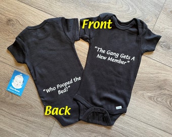 Always Sunny in Philadelphia Parody gift Unisex ONESIE® brand the gang gets a new member Who Pooped the Bed funny baby shower bodysuit