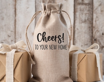 Cheers to Your New Home | Custom wine / liquor gift bags | realtors closing gift housewarming buyers sellers | welcome