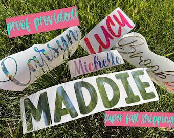 Custom Vinyl Name Decal DIY groomsmen bridesmaid bottle tumbler Holographic | Retro | transfer tape included! Name sticker!