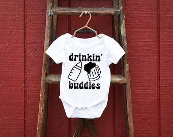 Drinking Buddies Unisex Gerber ONESIE® brand  funny onesie milk wine bodysuit unisex drinkin beer mug