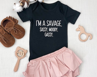I'm a savage sassy moody gassy 0-3, 6-9 & 3-6 months funny onesie baby shower gift megan thee stallion Gerber ONESIE® brand bodysuit unisex
