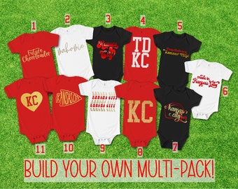 Multipack Buy More Save More! ULTIMATE Arrowhead KC Kansas City Football Baby Shower Decor / Gift Gerber ONESIE® brand