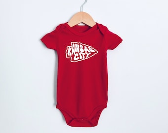 Kansas City Retro Arrowhead | Gerber onesie® brand unisex 0-24 months baby shower gift bodysuit | KC Football
