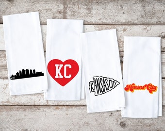 Kansas City Kitchen Towel Multi (4) Pack | Perfect for game day! Housewarming Gift - KC Football - First Apartment / House MADE in KC!