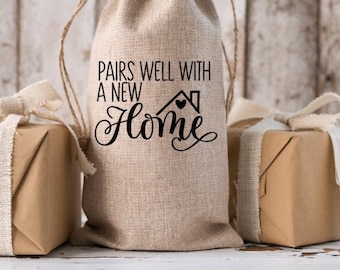 Pairs well with a new home | Custom wine / liquor gift bags | realtors closing gift housewarming buyers sellers | welcome